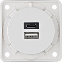 USB-A+C oplaadcontactdoos 3 A/230 V, Integro, polarwit, mat